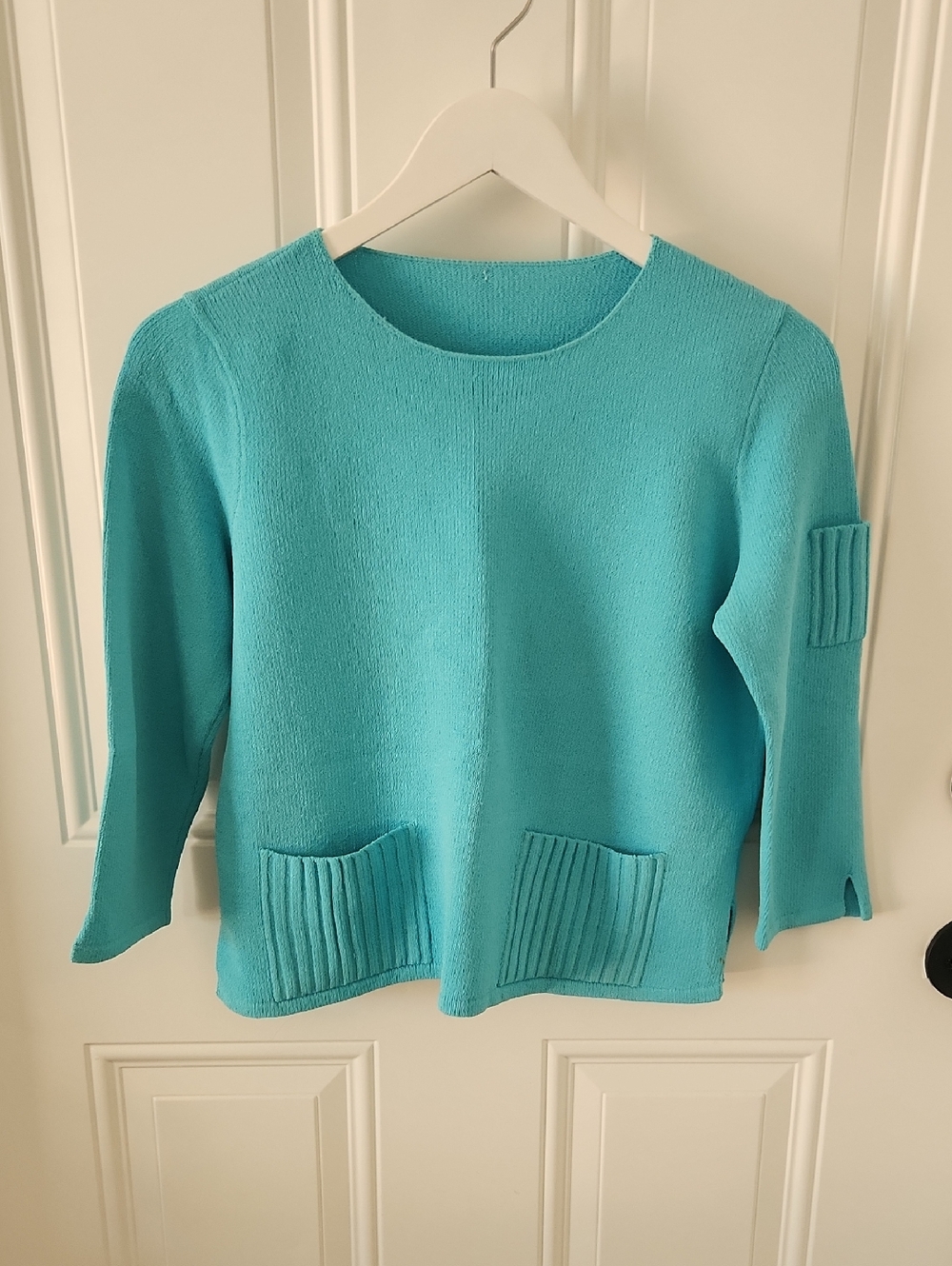 Turquoise Pocket Knit Sweater - Women